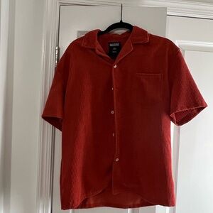 Massive Men's Casual Red Corduroy Shirt